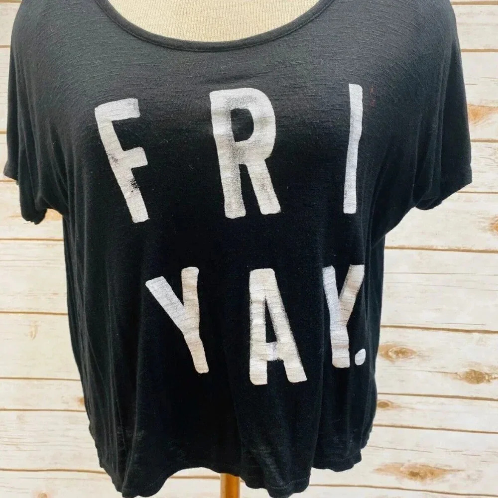 BETHANY MOTA Women Short Sleep Pull Over Scoop Neck "FRIDAY" Black Top Sz Medium - Picture 4 of 11